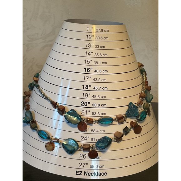 Boho Chic Blue & Brown Beaded Chunky Statement Necklace - Picture 4 of 4